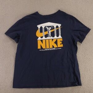 Nike Shirt Mens L Blue 100% Cotton Short Sleeve Greek Statue Temple of Fitness‎